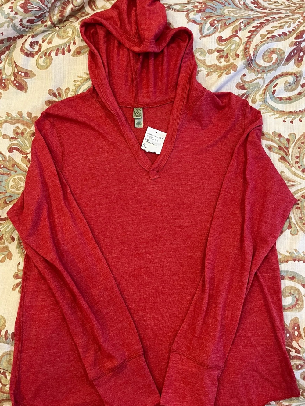 (NWT) Men’s Alternative Earth Red V-Neck Lightweight Hoodie, Size L